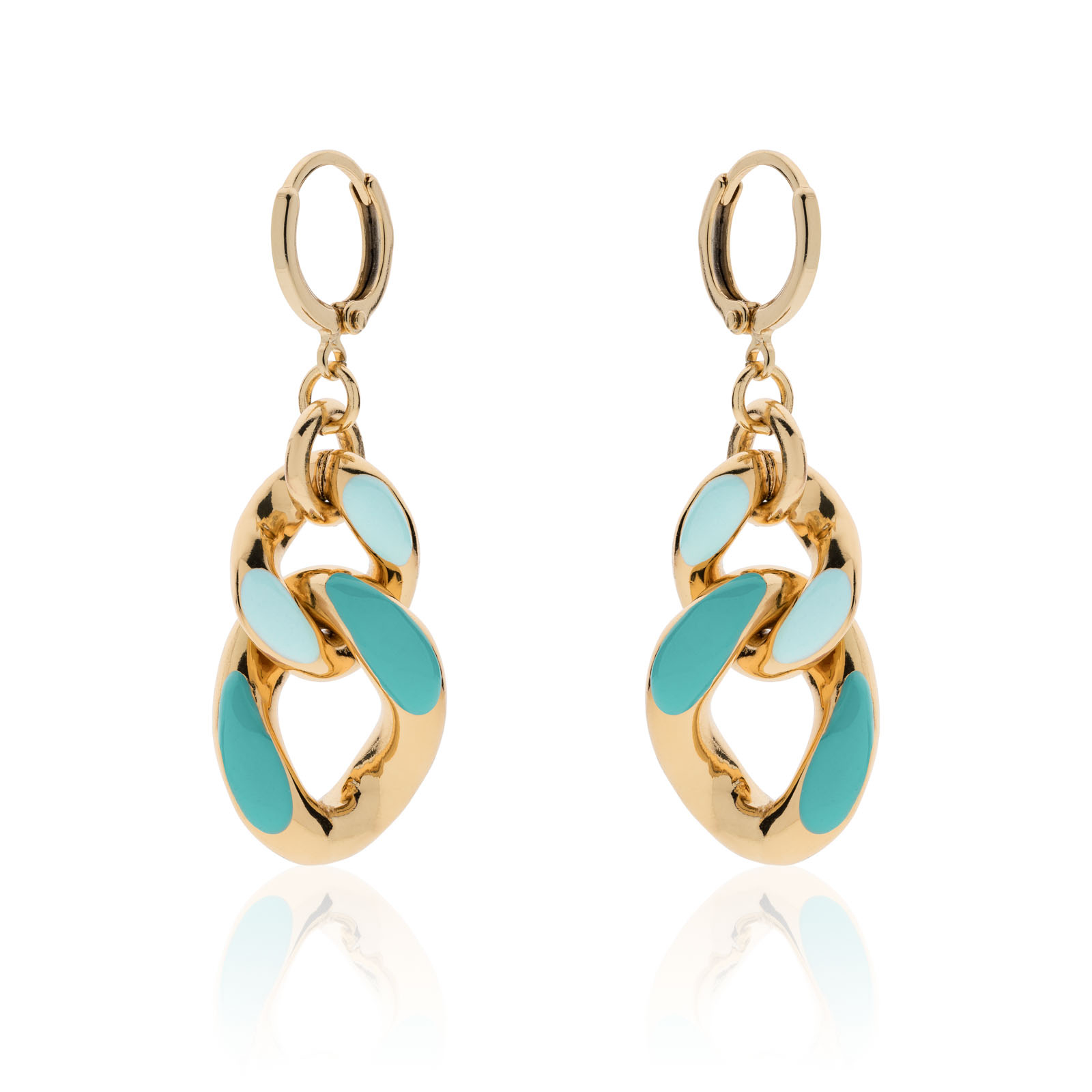 Orecchini Bronzo dorato con smalto azzurro